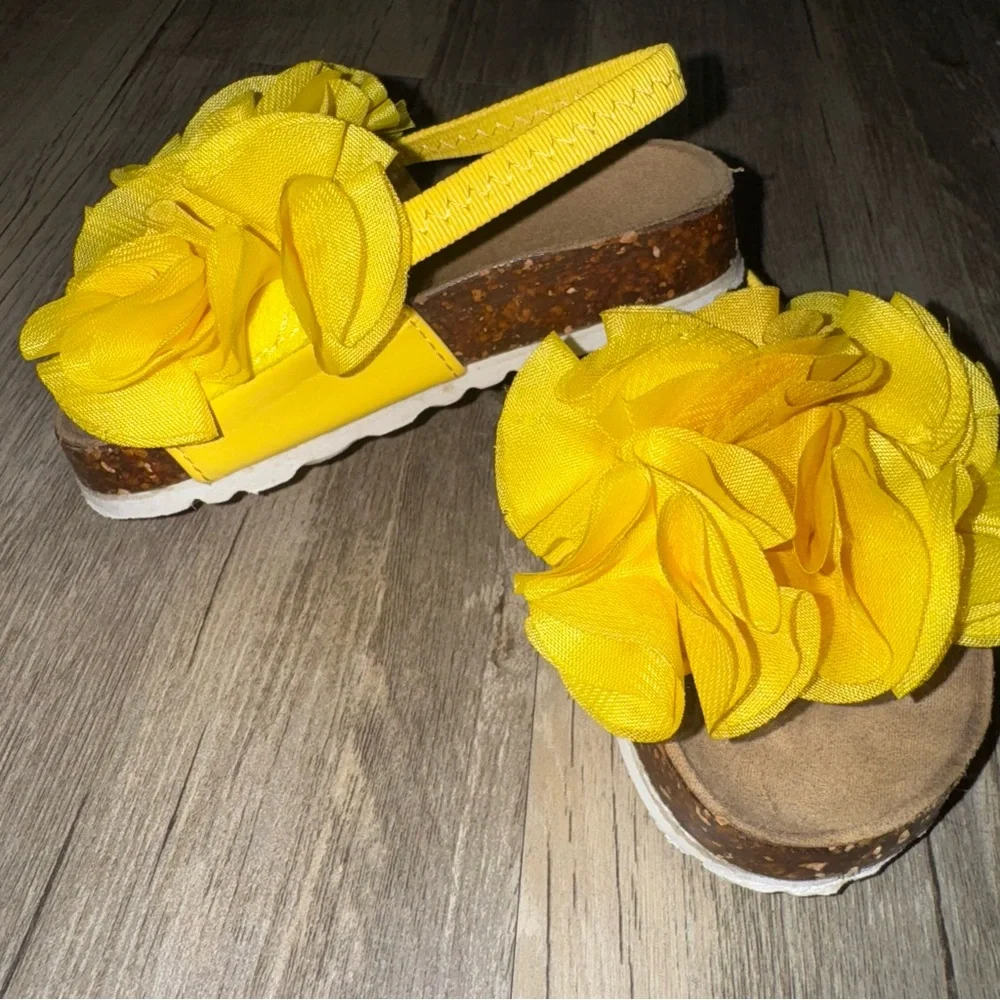 Capelli of New York Yellow Floral Kids Sandals